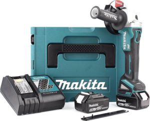 Makita DGA504RTJ 18V Li-Ion Accu haakse slijper set (2x 5.0Ah accu) in Mbox - 125mm - koolborstelloos